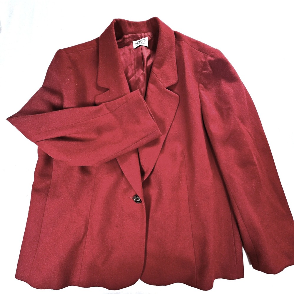 Koret Vintage Red 100% Pure Wool Blazer Jacket Plus Size 26W Single Button